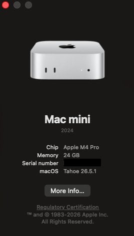 Mac Mini M4 Pro, Computers en Software, Apple Desktops, Ophalen, SSD, 512 GB, Zo goed als nieuw