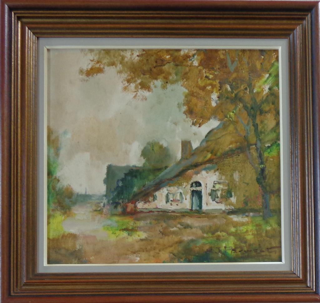 HENRI-JOSEPH PAUWELS / HOEVEZICHT / OLIEVERF / 56x59cm KADER, Ophalen of Verzenden