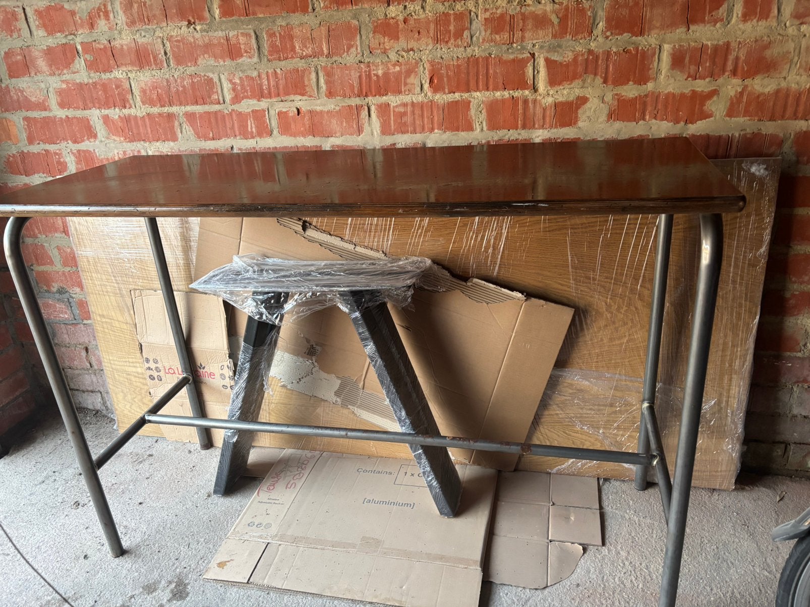 Prachtige Industriële Barset: Bartafel + 14 krukken, Ophalen, Gebruikt, In hoogte verstelbaar, 90 cm of meer