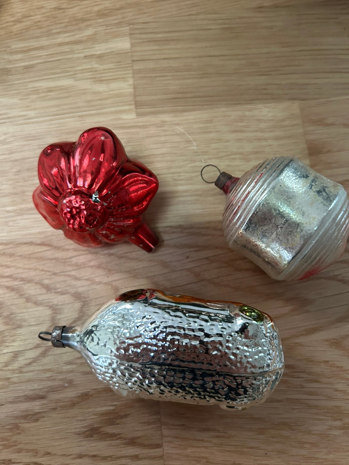 Vintage kerstballen 3st, Diversen, Kerst, Ophalen of Verzenden, Gebruikt