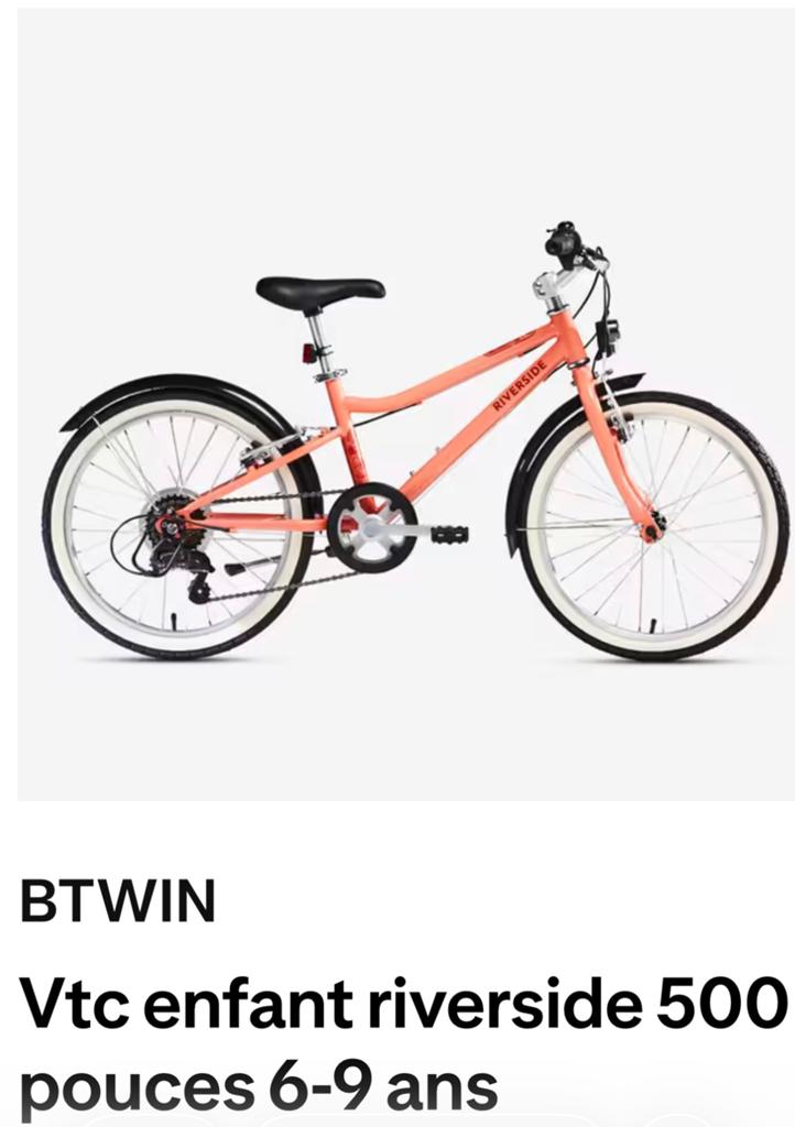 Velo fille Decathlon Riverside BTWIN 500 - 20 pouces, Enlèvement, Comme neuf, Frein sur jante, 16 à 20 pouces