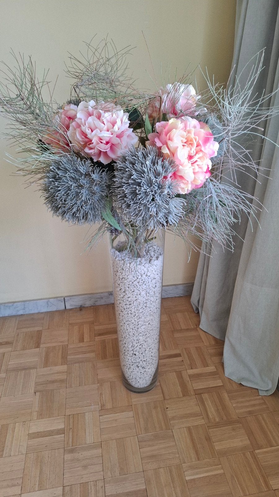 decoratieve vaas 70cm hoog met mooie zijde bloemen, Zijde, Ophalen