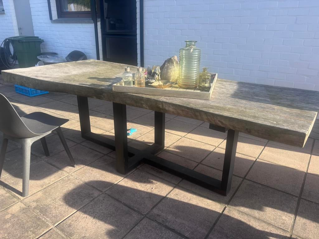 Tuintafel boomstam, Ophalen, Gebruikt, Hout