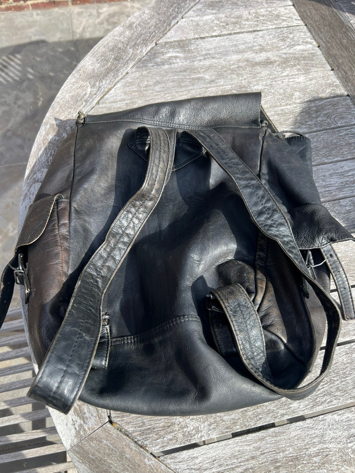 Lederen rugzak, Handtassen en Accessoires, Ophalen, Gebruikt