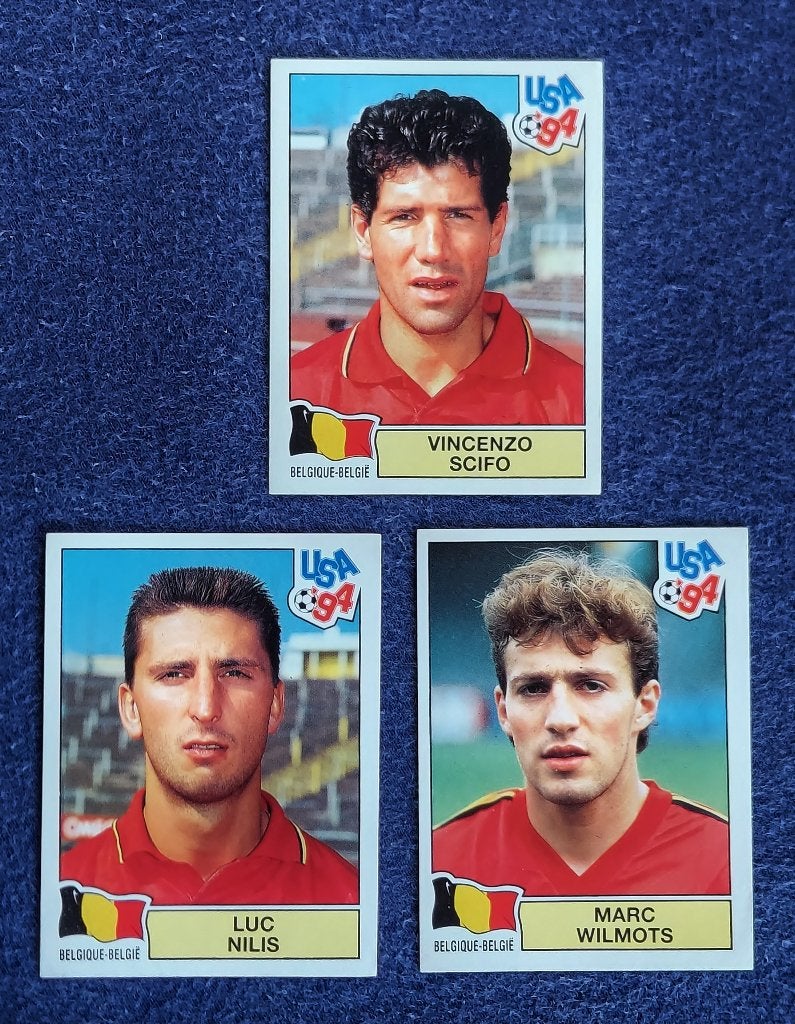 3 Panini stickers voetbal WK USA 1994 - V. Scifo / Luc Nilis, Enlèvement ou Envoi, Neuf, Plusieurs autocollants