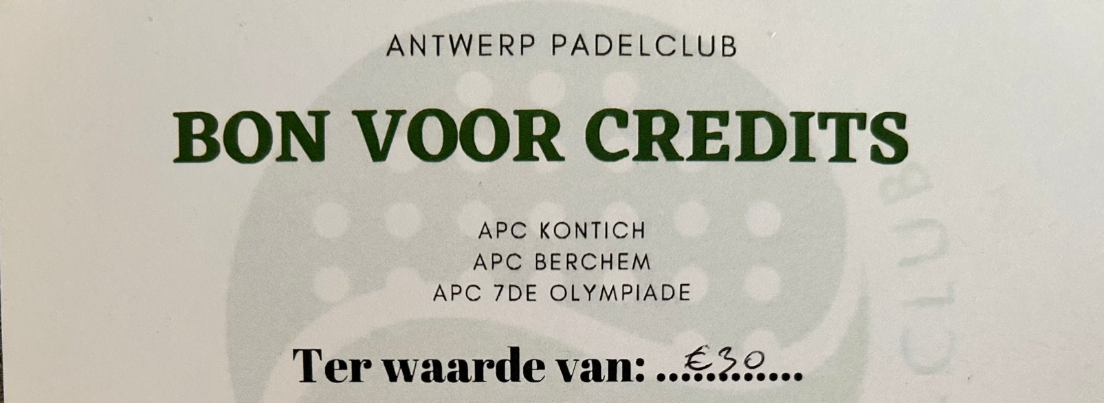 Antwerp Padelclub credits, Sport en Fitness, Padel, Ophalen of Verzenden