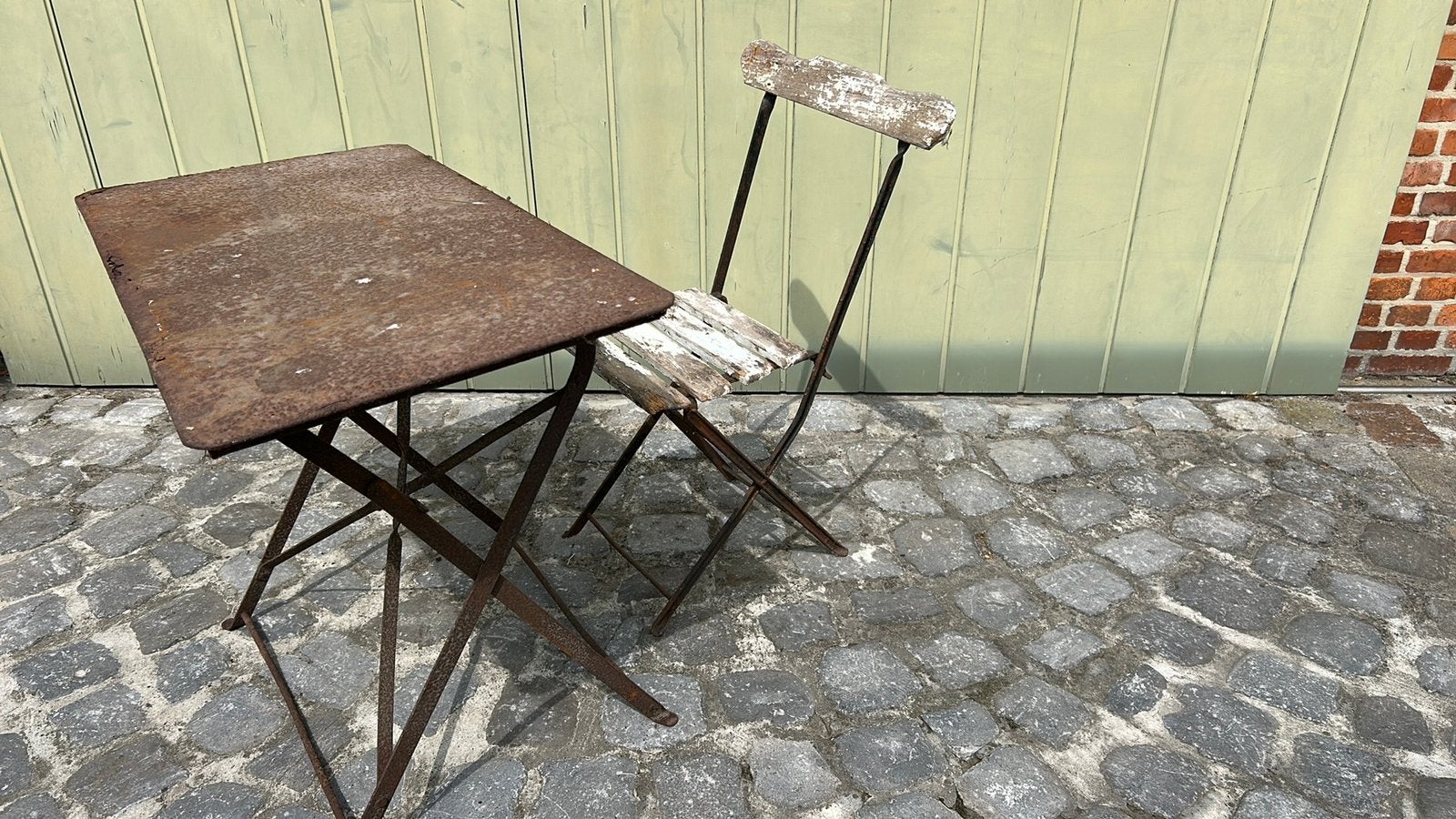 Oud brouwers setje tafel en stoeltje, Enlèvement, Utilisé