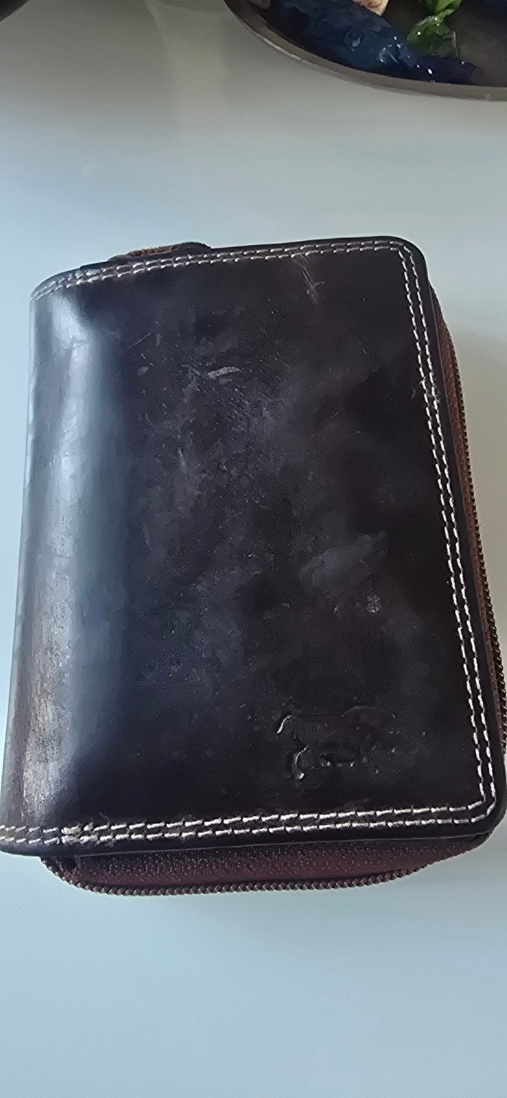 Portefeuille in buffelleer, Enlèvement, Comme neuf, Brun, Cuir