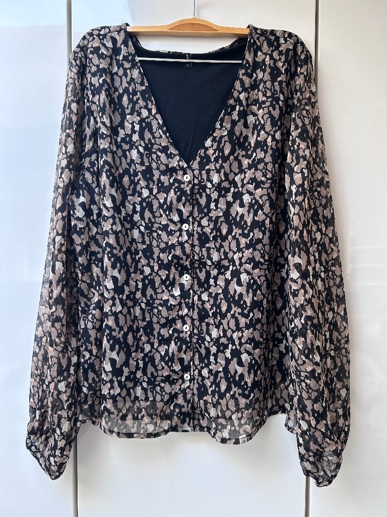Zwart en beige gevoerd shirt Only - Maat XL, Kleding | Dames, Only, Zwart, Maat 46/48 (XL) of groter, Ophalen of Verzenden