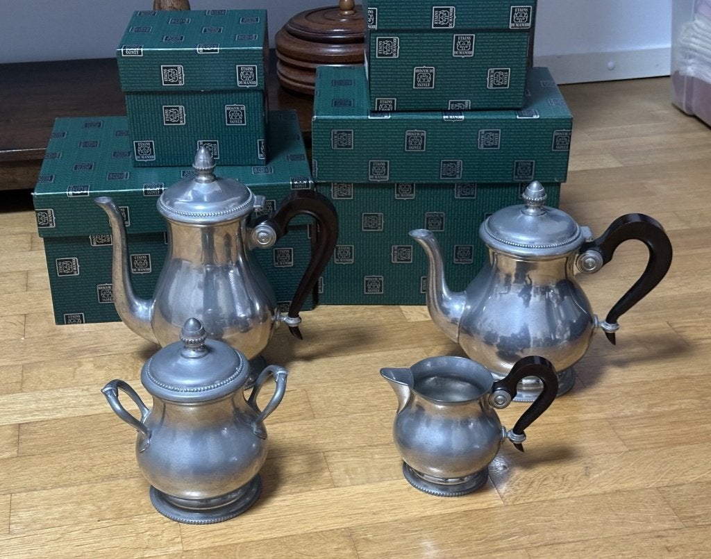 koffie en thee servies  Tin :  etain DU MANOIR, Ophalen of Verzenden