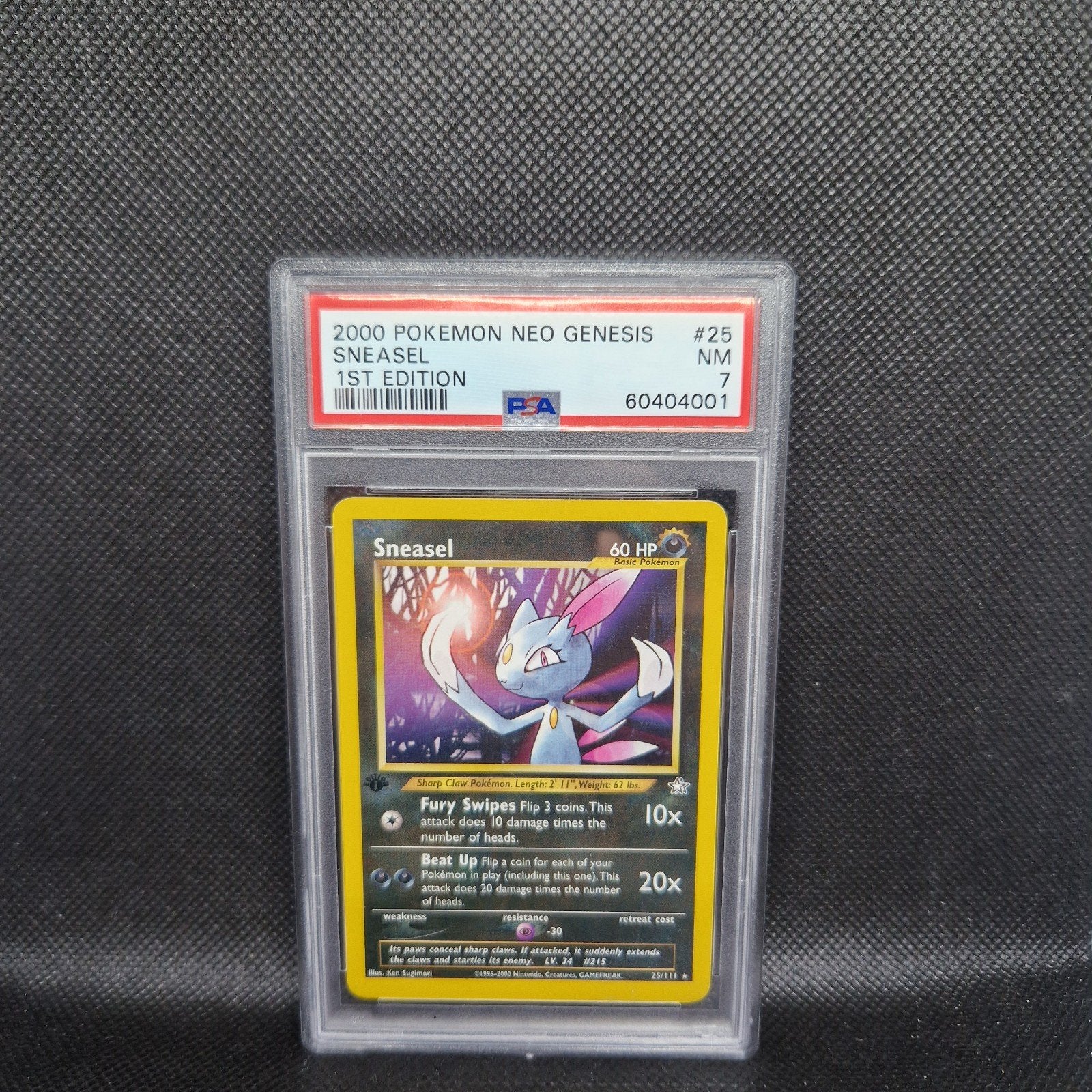 Sneasel 1st Edition Neo Genesis PSA 7, Ophalen of Verzenden