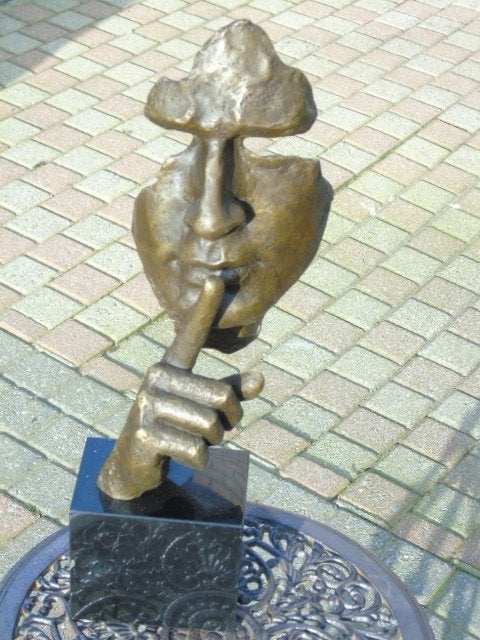 Buste van een gezicht Silence in brons gesigneerd, DALI., Ophalen of Verzenden, Brons