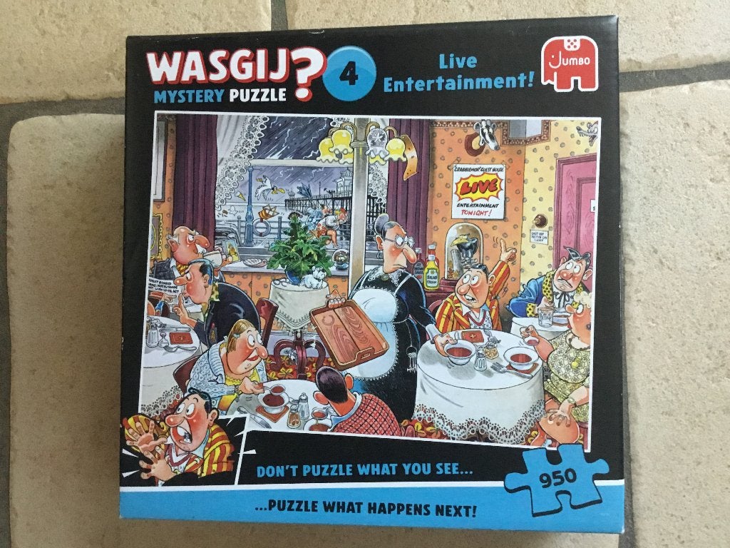 Puzzel Jumbo 950 stukjes Wasgij mystery 4, Hobby & Loisirs créatifs, Enlèvement ou Envoi, 500 à 1500 pièces, Utilisé, Puzzle