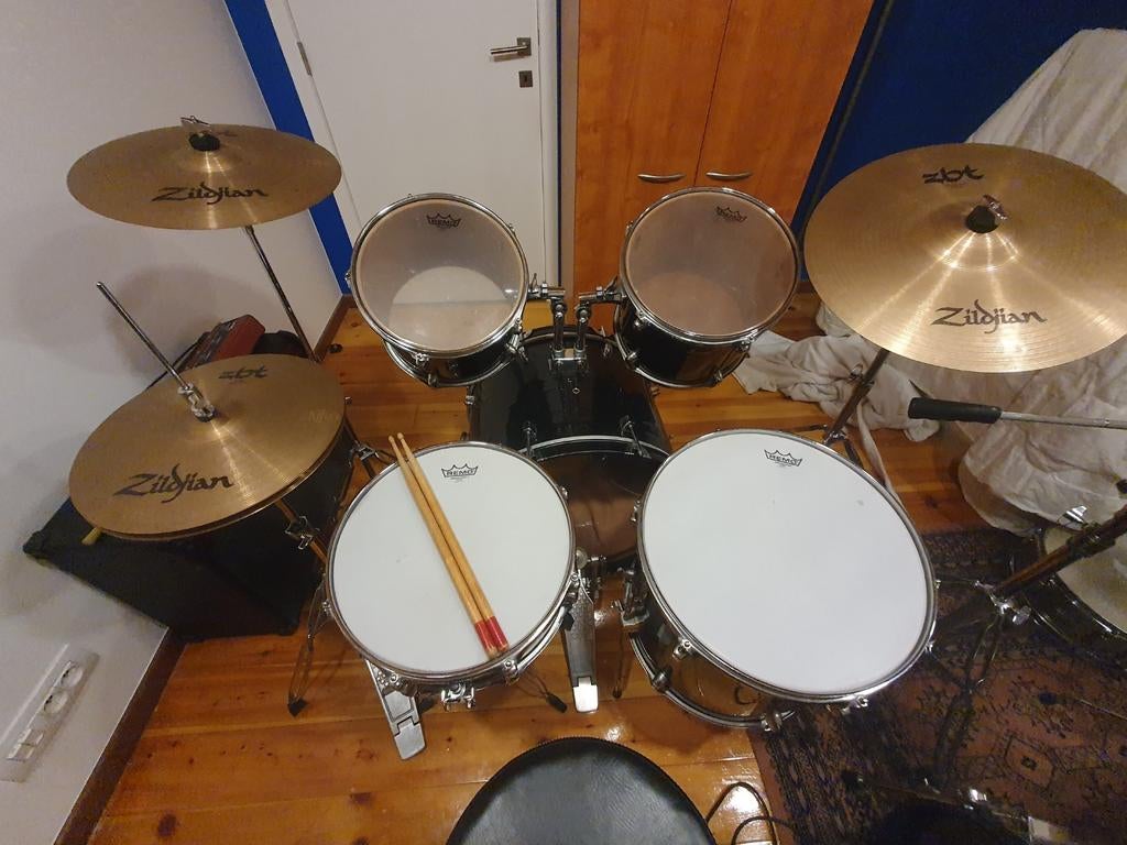 Compleet rock drumstel SX Zildjan & paiste cymbalen & Remo, Muziek en Instrumenten, Drumstellen en Slagwerk, Ophalen, Gebruikt