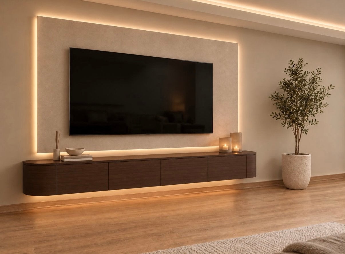Japandi tv meubel donkerbruin. 4 LADES NOG IN DE DOOS, Huis en Inrichting, Ophalen, Eikenhout, Nieuw, 200 cm of meer
