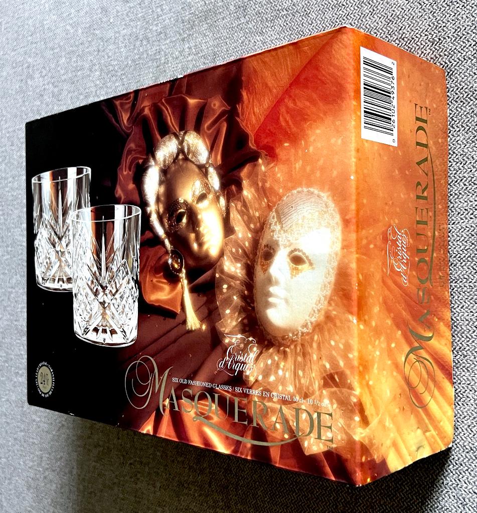 BOX - 6 Verres Vintage "CRISTAL D'ARQUES" MASQUERADE / NEUF, Maison & Meubles, Cuisine | Vaisselle, Neuf, Service complet, Enlèvement ou Envoi
