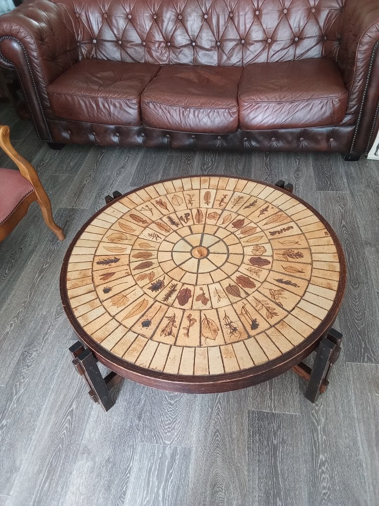 table basse ronde HERBIER, Enlèvement, Utilisé, Rond, Vintage