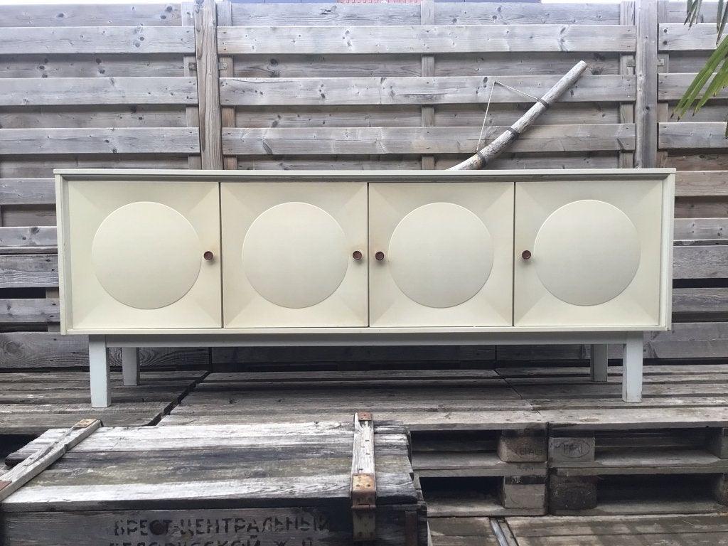 Vintage dressoir periode 1970 grafische deuren, Ophalen, Gebruikt