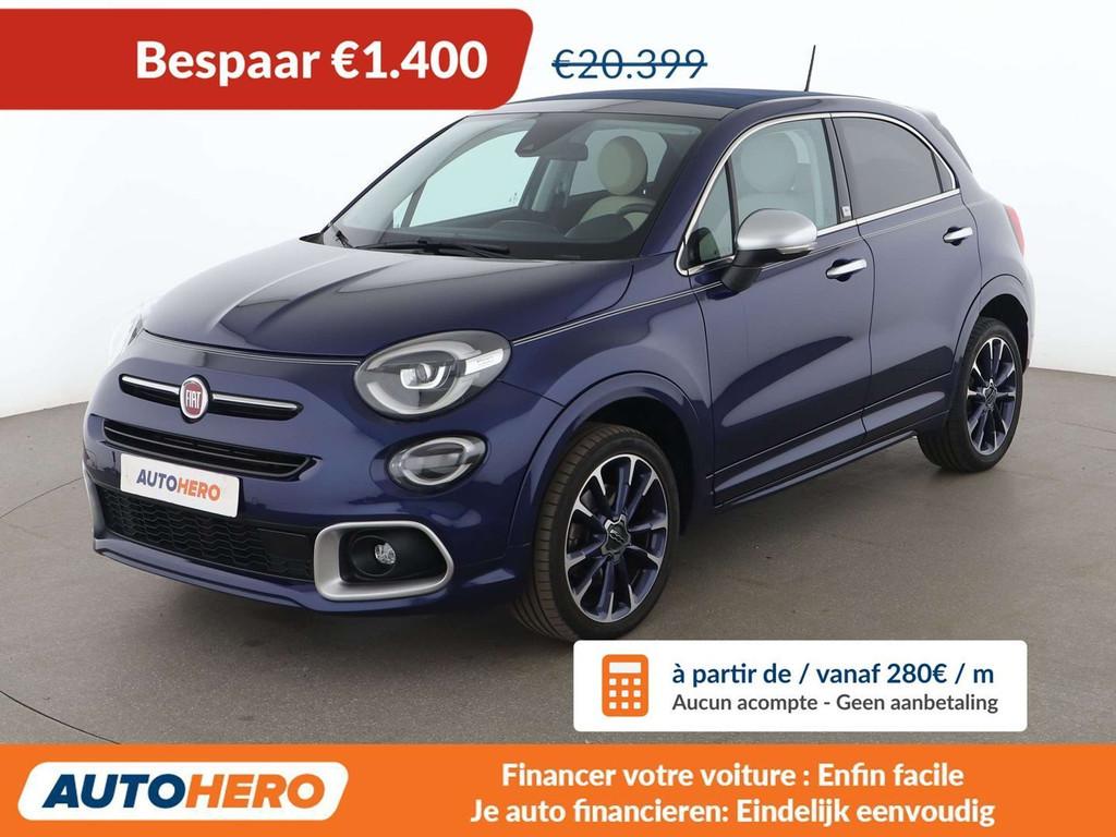 Fiat 500X 1.3 Turbo Yacht Club Capri (bj 2022, automaat), Auto's, Gebruikt, Blauw, 500X, Leder