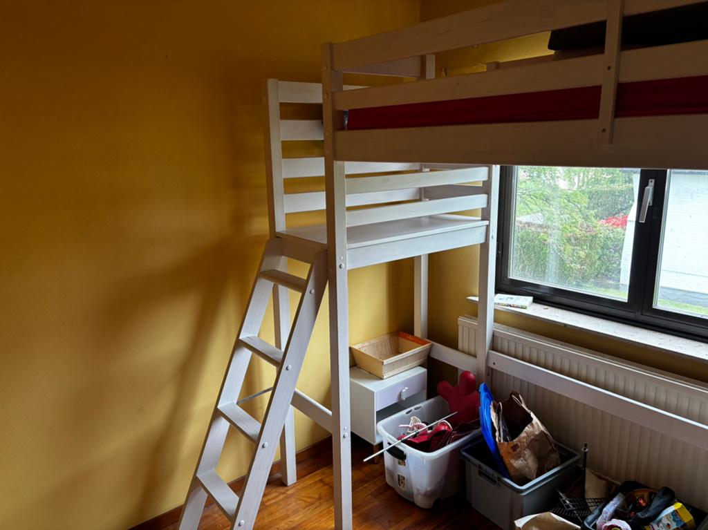 Lit mezzanine en pin blanc., Une personne, 180 à 200 cm, Enlèvement, Utilisé