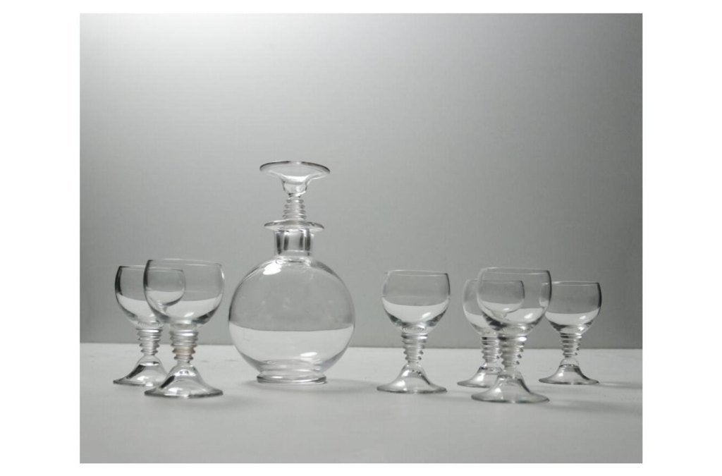 Art Deco 'Traditie' Karaf en 6 Glazen Rozendaal 1932, Antiquités & Art, Antiquités | Verre & Cristal, Enlèvement