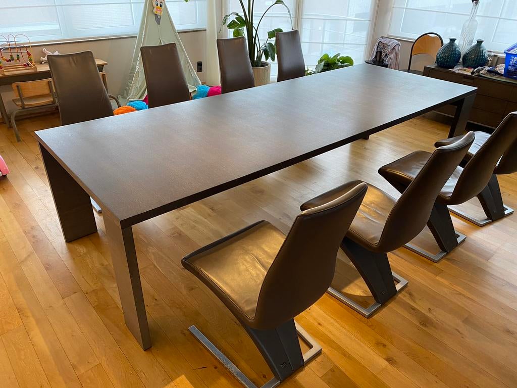 Grote design eettafel eik grijs Maxalto 300x110, Huis en Inrichting, Ophalen, Zo goed als nieuw