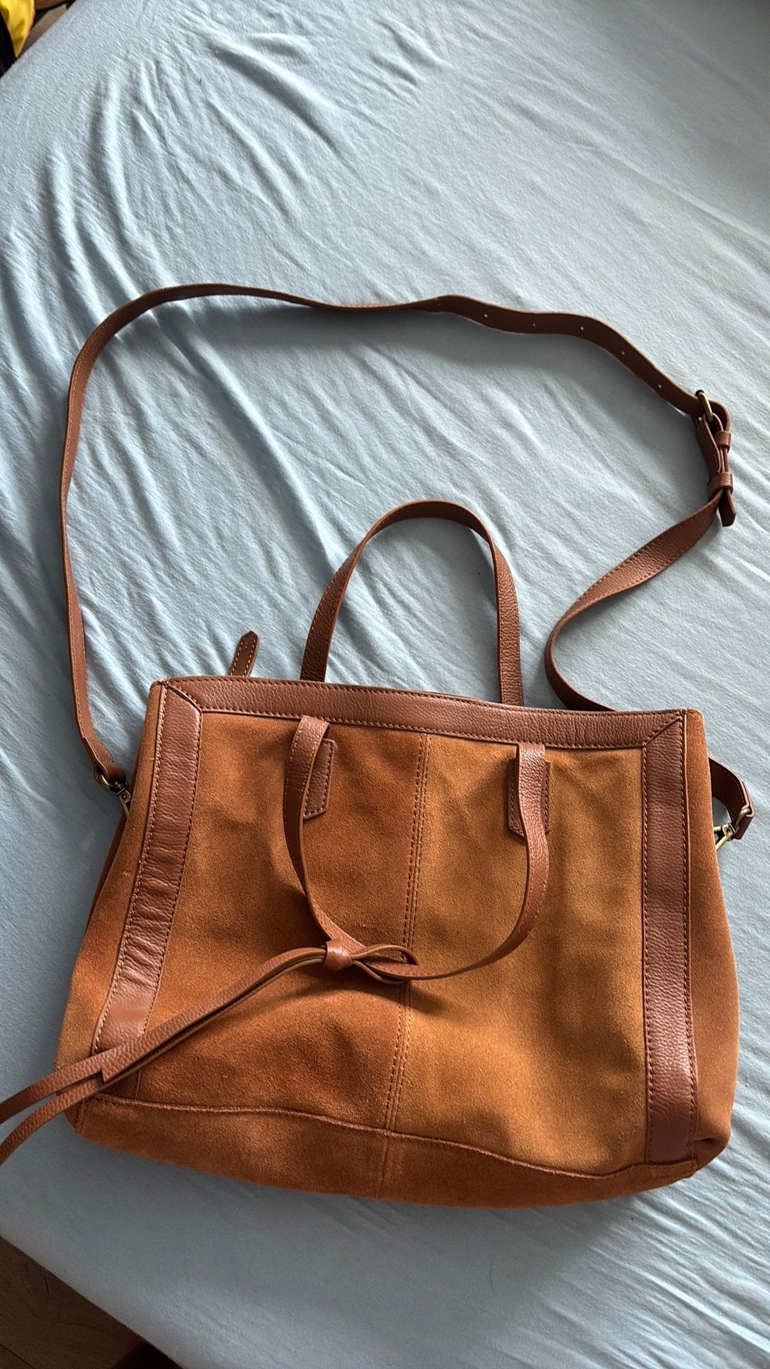 100% cow leather vintage brown bag student school bag tote, Handtassen en Accessoires, Tassen | Damestassen, Ophalen, Zo goed als nieuw