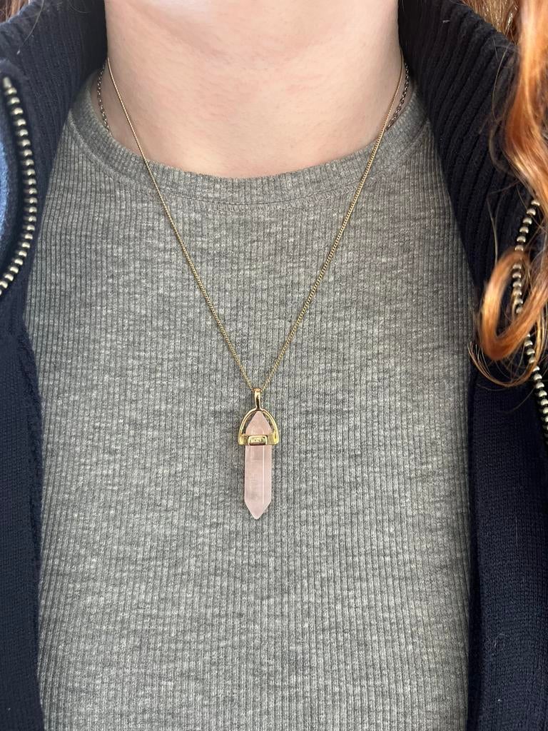 Ketting met rozenkwarts kristal, Enlèvement ou Envoi, Comme neuf