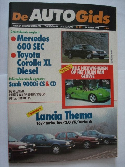 AutoGids 351 Mercedes 600 SEC W140 Lancia Thema Saab 9000, Boeken, Verzenden, Zo goed als nieuw, Algemeen