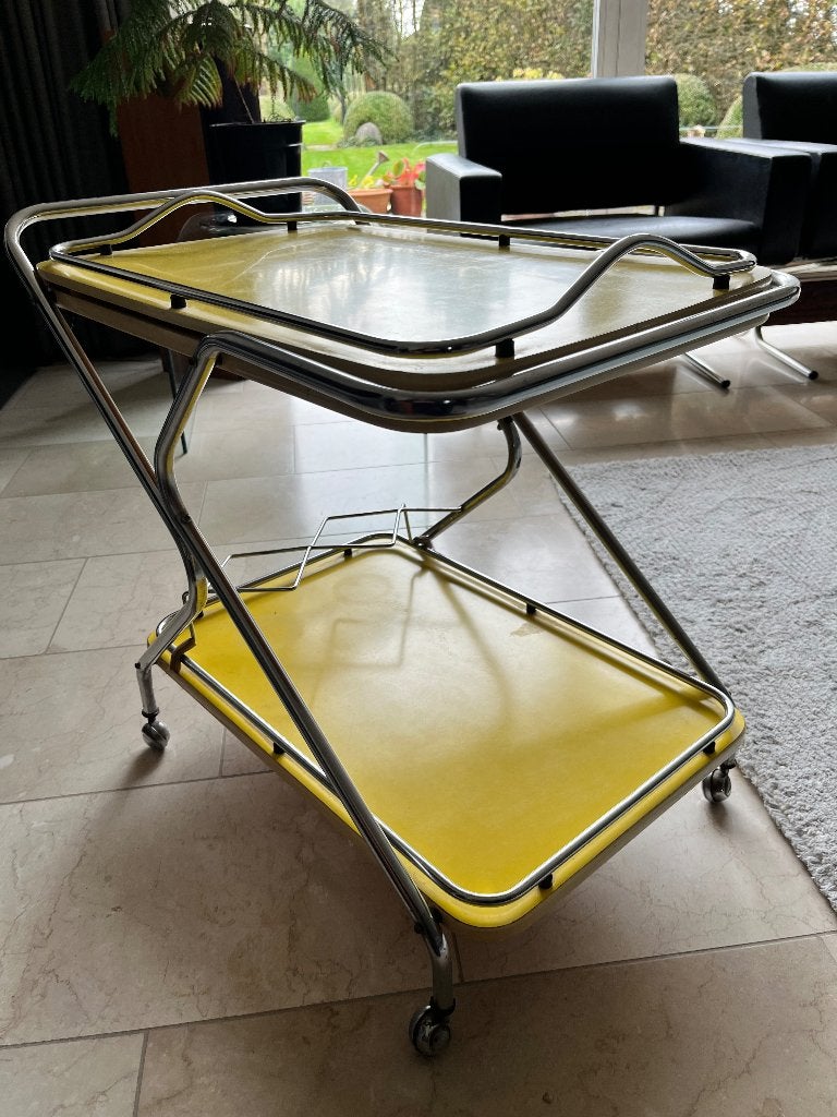 Torck theetrolley geel / bar cart / retro vintage space age, Ophalen, Vintage, Gebruikt, Overige materialen