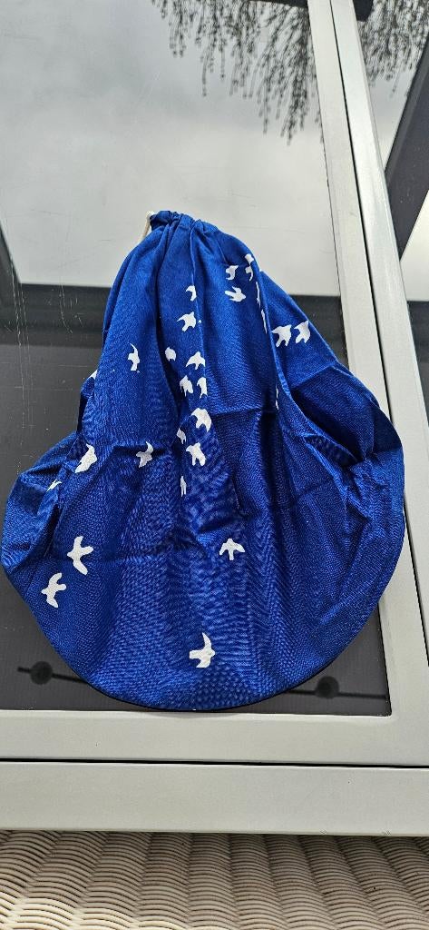 Vintage jaren '80 opbergzakje blauw met vogels, Ophalen of Verzenden, Zo goed als nieuw, Blauw, Minder dan 40 cm
