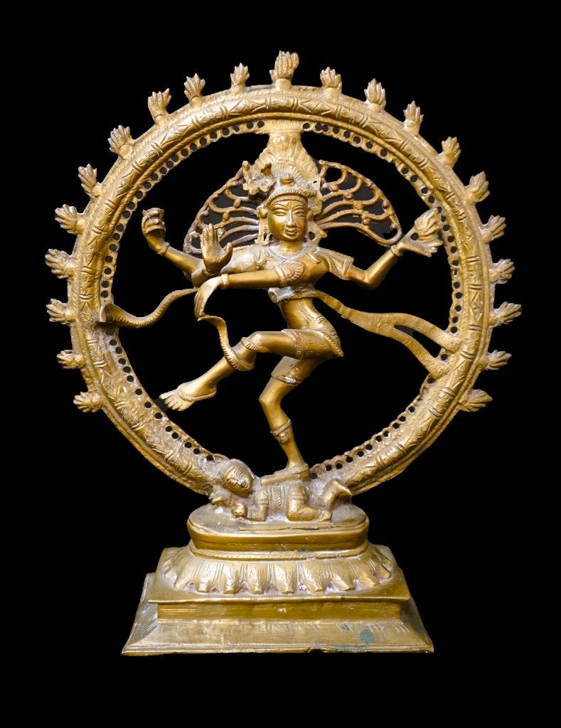 Grand Shiva (44 cm) en laiton - « Shiva Nataraja » -., Antiquités & Art, Enlèvement ou Envoi