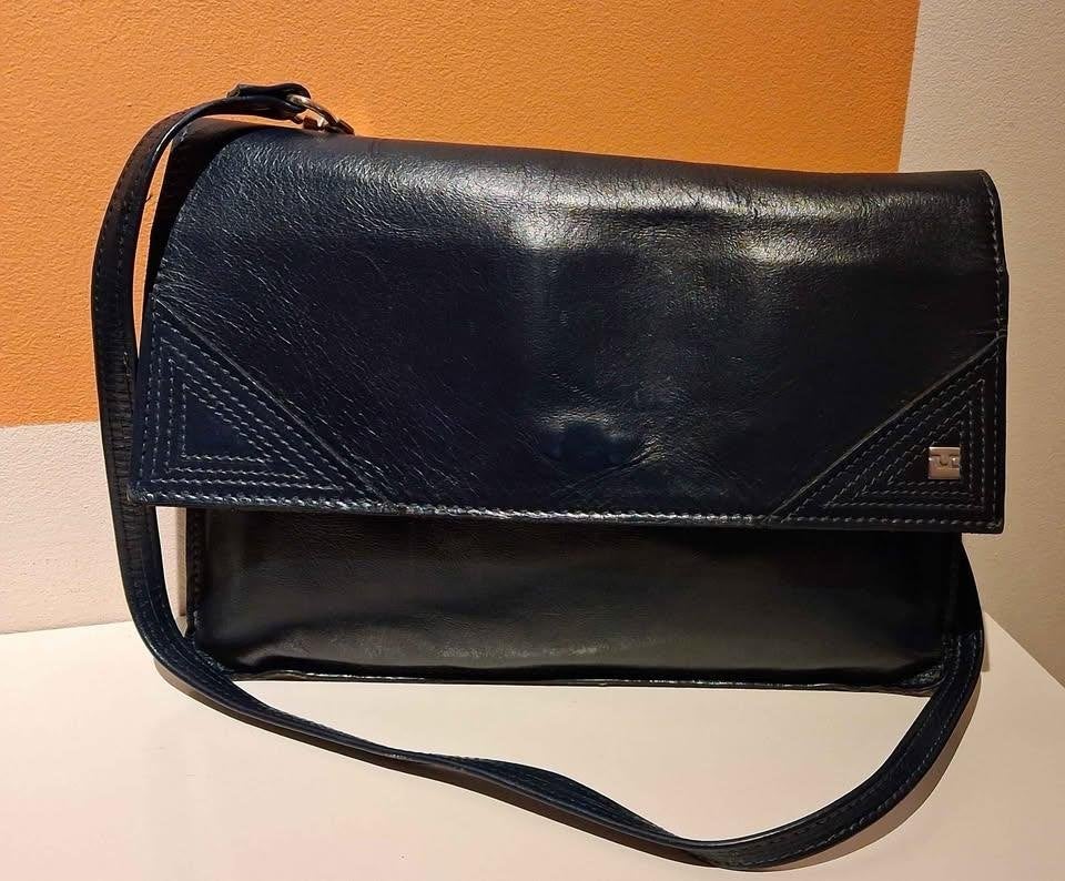 Sac à bandoulière/pochette vintage Ted Lapidus en Années 80, Enlèvement ou Envoi, Bleu, Autres marques, Cuir