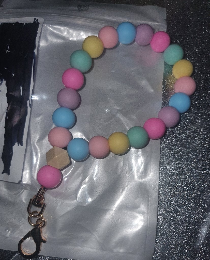 Siliconen kralen sleutelhanger / polsbandje – Pastel, Handtassen en Accessoires, Verzenden, Nieuw