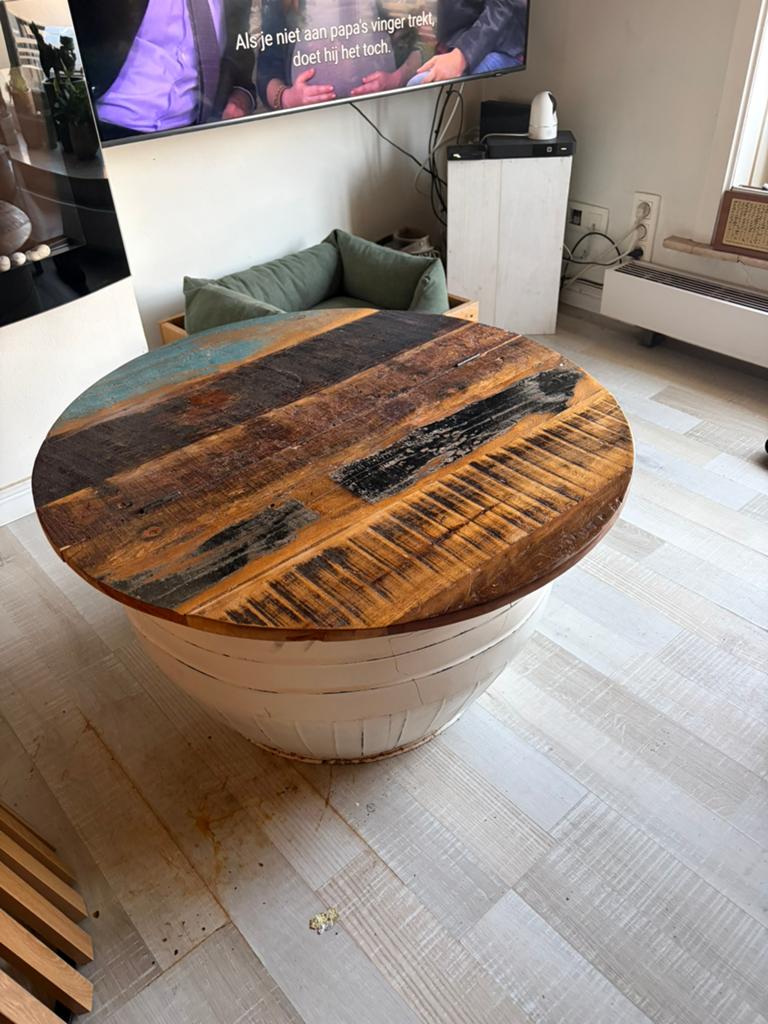 Leuke vintige salontafel, Gebruikt, Rond, Industrieel vintige, Ophalen