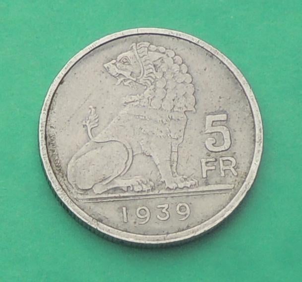1939 5 frank PB (étoile), Timbres & Monnaies, Monnaies | Belgique, Envoi, Métal, Monnaie en vrac