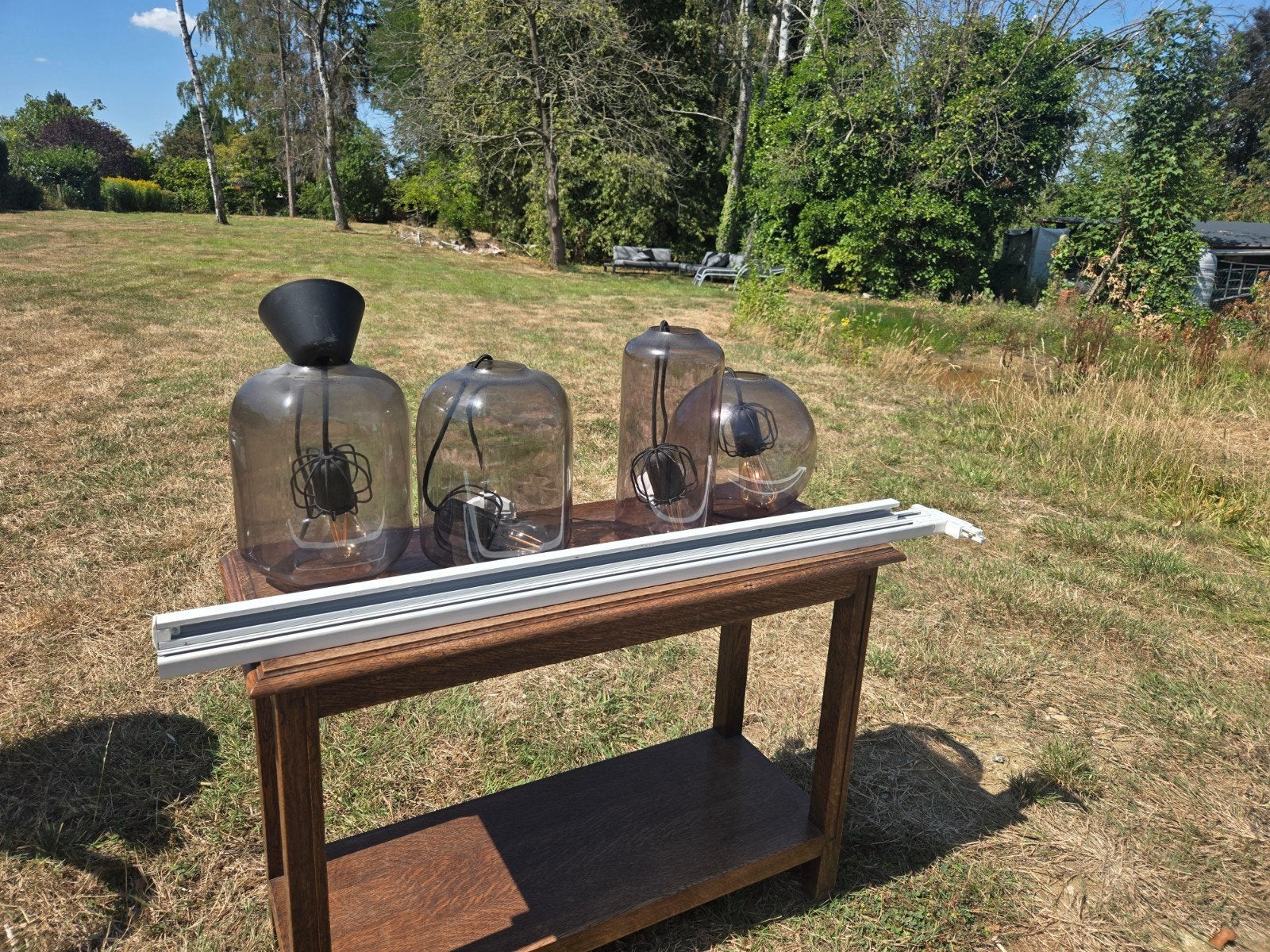 3 lampes sur rail + lampe suspendue, Enlèvement