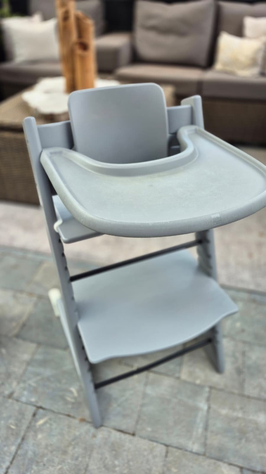 Stokke Stokke Trip Trapp Grijs+Baby set+eetblad+Newborn set, Ophalen, Zo goed als nieuw, Meegroeistoel