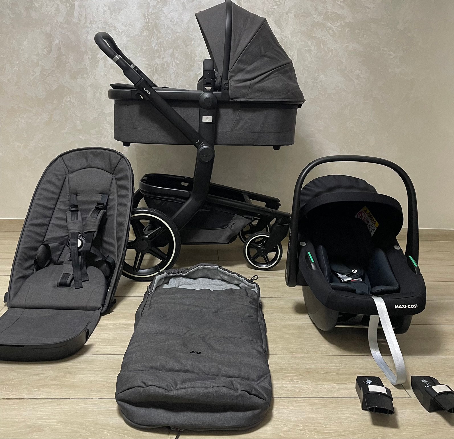 Joolz Day+ Awesome Anthracite 3-in-1 Compleet Set, Ba, Zo goed als nieuw, Ba, Maxi-Cosi