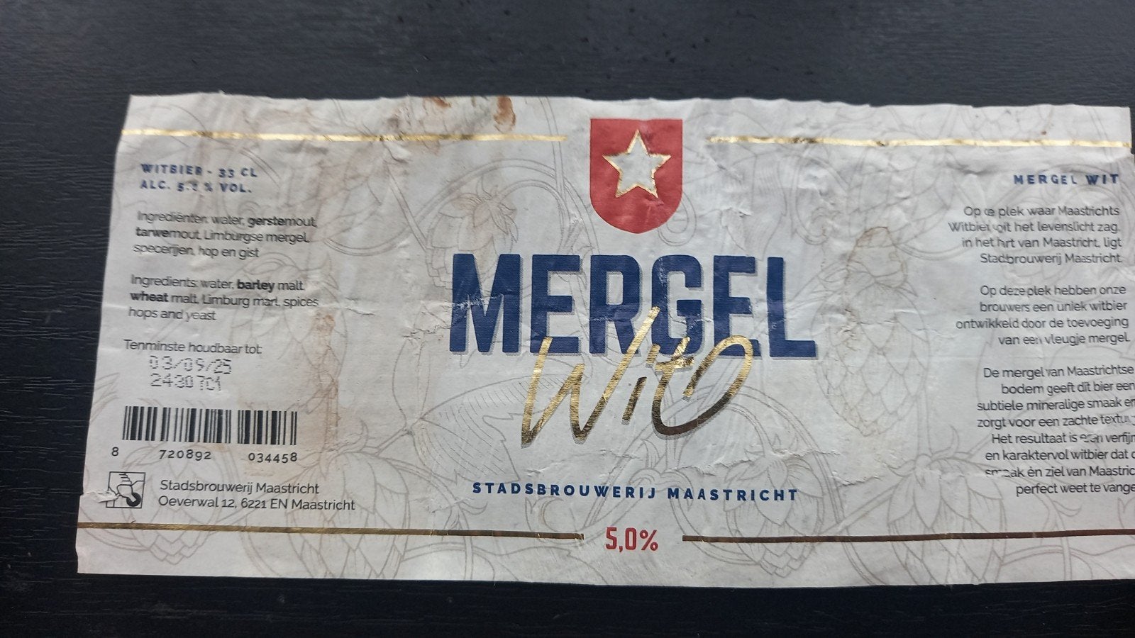 bieretiket br. stadsbrouwerij maastricht, Collections, Marques de bière, Enlèvement ou Envoi