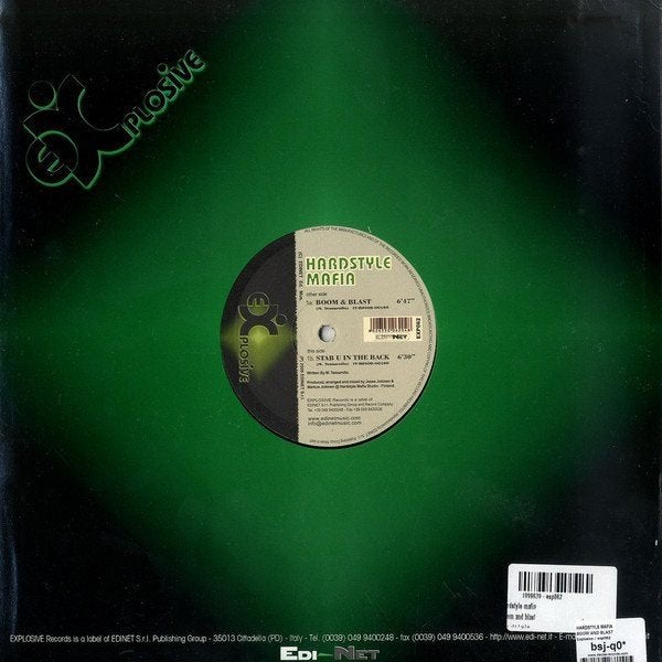 Hardstyle Mafia - Boom & Blast, Cd's en Dvd's, Ophalen of Verzenden, Zo goed als nieuw, 12 inch, House