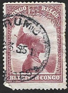 1 Postzegel Belgisch Congo1932 Inheemse Mensentypen, Enlèvement ou Envoi, Autres pays, Affranchi