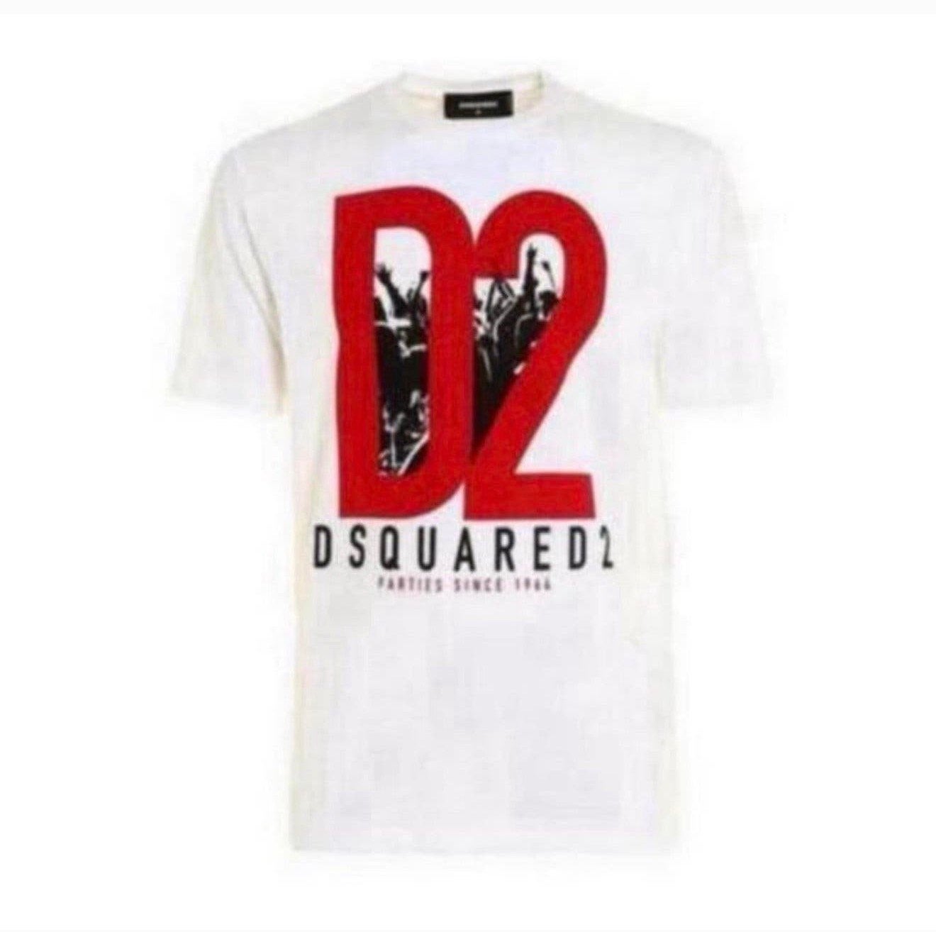 DSQUARED2 Dan-Fit Tshirt t-shirt Parties since 1964 maat S, Ophalen of Verzenden, Zo goed als nieuw, Maat 46 (S) of kleiner, Wit