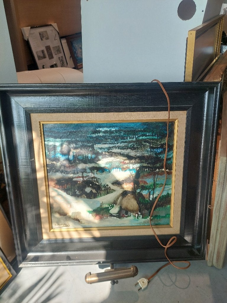 Winters dorpzicht, André Seurynck, Antiek en Kunst, Kunst | Schilderijen | Abstract, Ophalen