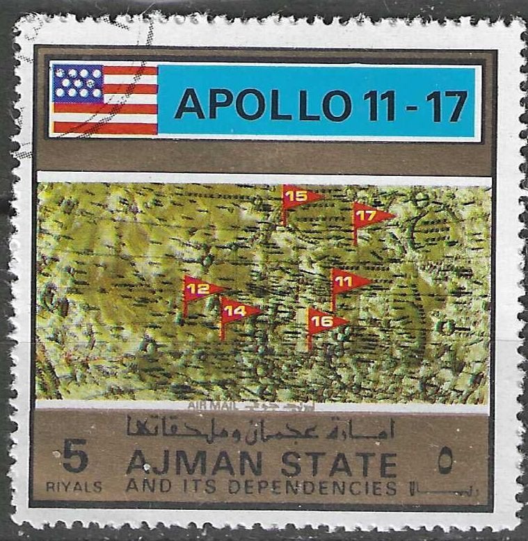 Ajman 1973 - Stampworld 2827 - Missions Apollo 11 à 17 (ST), Envoi, Affranchi