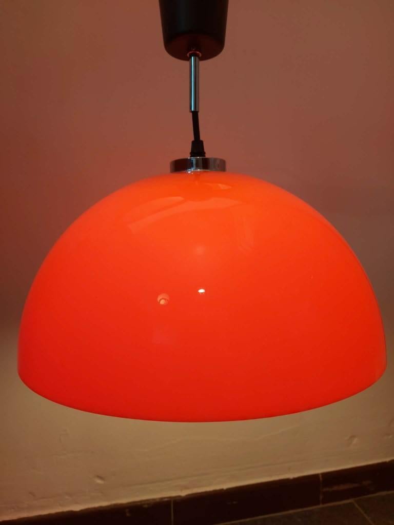Oranje Space Age design hanglamp, 1970s, Space Age, Autres couleurs, Rond, Comme neuf