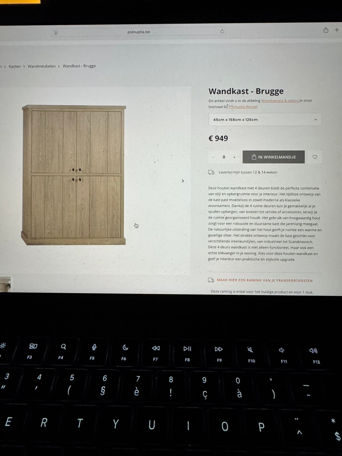 Wandkast brugge, Ophalen, Met deur(en), Zo goed als nieuw, Minder dan 150 cm