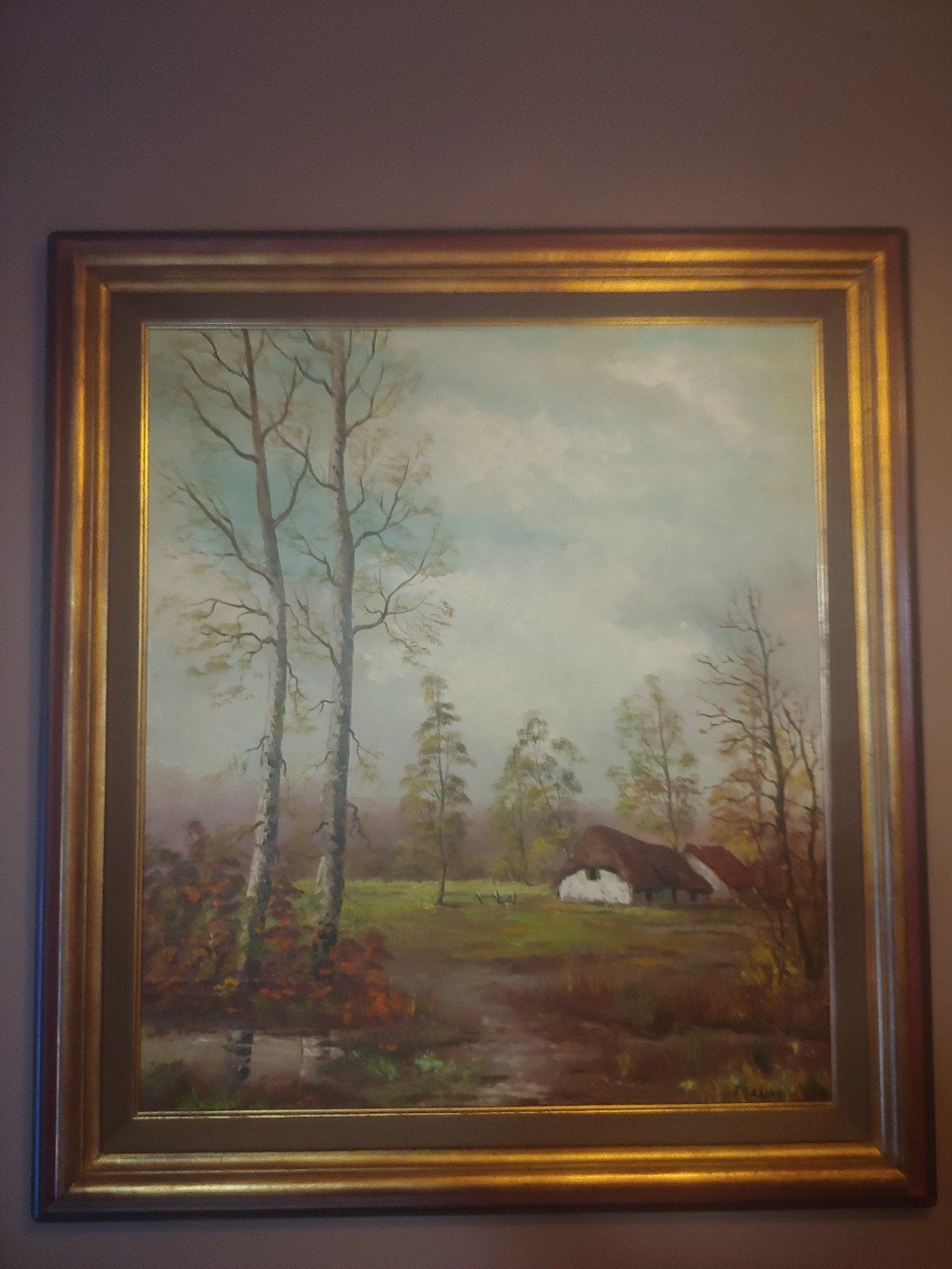 XL Landelijk olieverf schilderij Franks, Ophalen, Handgeschilderd, Landschap, Doek