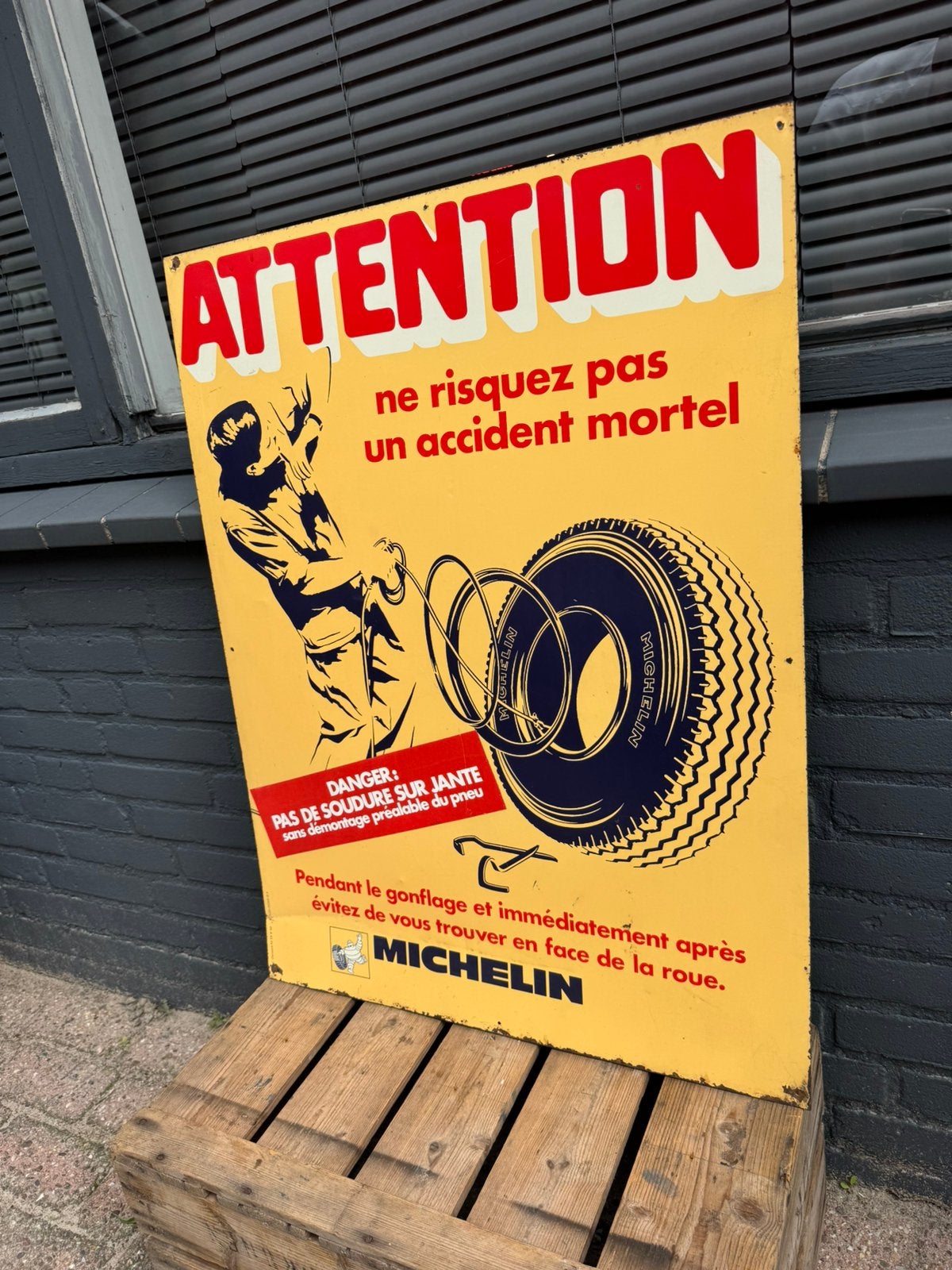 Vintage MICHELIN banden reclamebord, Ophalen of Verzenden, Gebruikt, Reclamebord