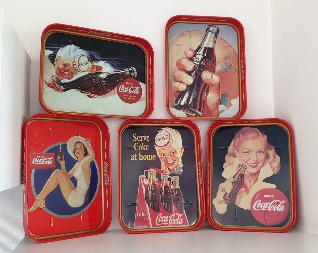 5 plateaux publicitaires vintage Coca Cola, Enlèvement ou Envoi